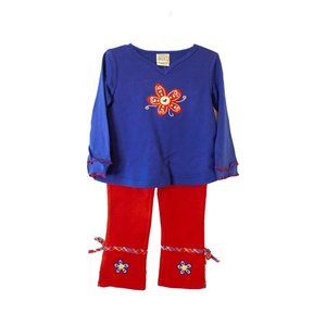 Toddler Red and Blue Flower 2pc Long Sleeve Set NWT Simply Basic